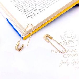 Gold safety pin earrings